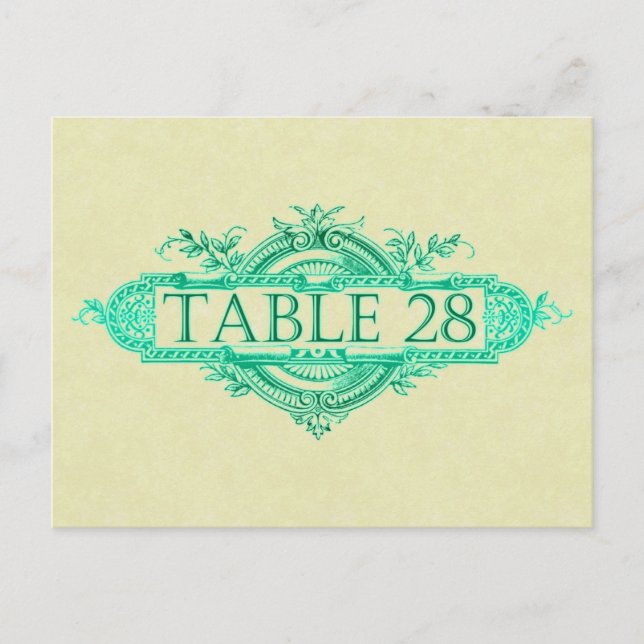 Postal Números de la mesa de recepción de nubes de bodas  (Anverso)