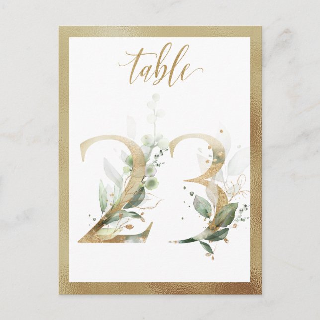 Postal Números de la tabla de oro de la flotación verde,  (Anverso)