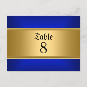Postal Números de mesa de boda azul real azul