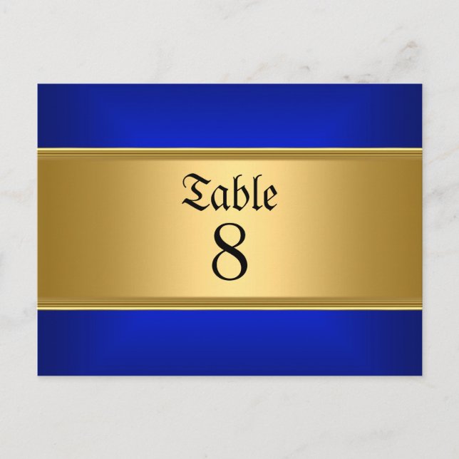 Postal Números de mesa de boda azul real azul (Anverso)
