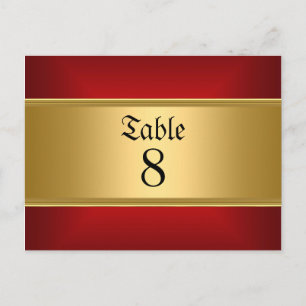 Postal Números de mesa de boda dorados rojos Bodas dorada