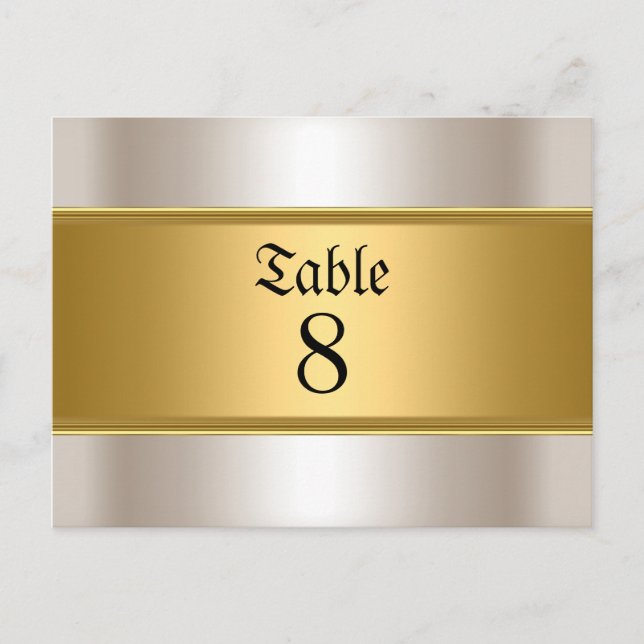 Postal Números de mesa de boda Gold Sepia (Anverso)