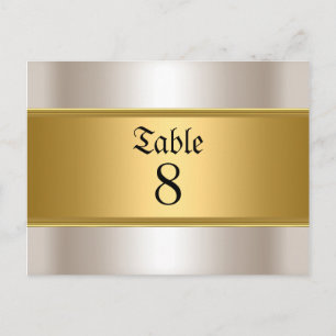 Postal Números de mesa de boda oro sepia
