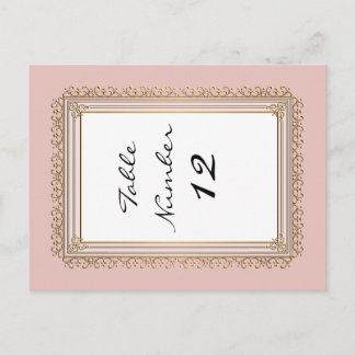 Postal Números de mesa elegantes formales y barrocos dora