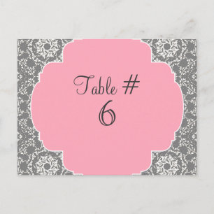 Postal Números de mesa rosa y gris de AnnaLiese Damask