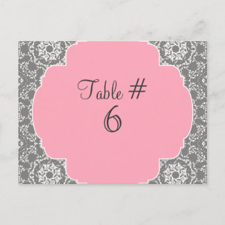 Postal Números de mesa rosa y gris de AnnaLiese Damask