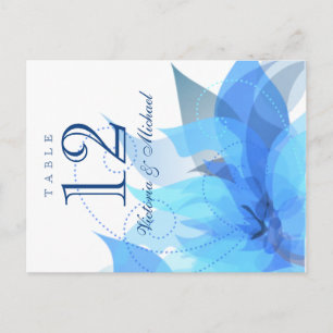 Postal Números de tabla - Abstracto Floral - Azul y Blanc