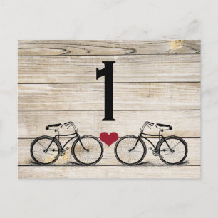 Postal Números de tabla de Boda de bicicletas de época