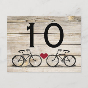 Postal Números de tabla de Boda de bicicletas de época