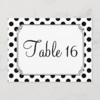 Números de tabla de Boda de puntos de polka blanco