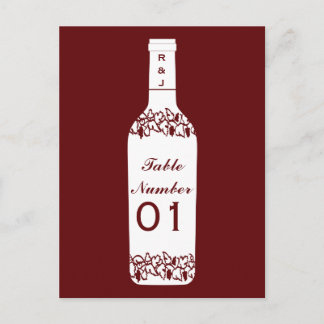 Postal Números de tabla de Boda de viñedos
