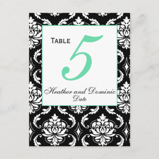 Postal Números de tabla de bodas de damasco elegantes
