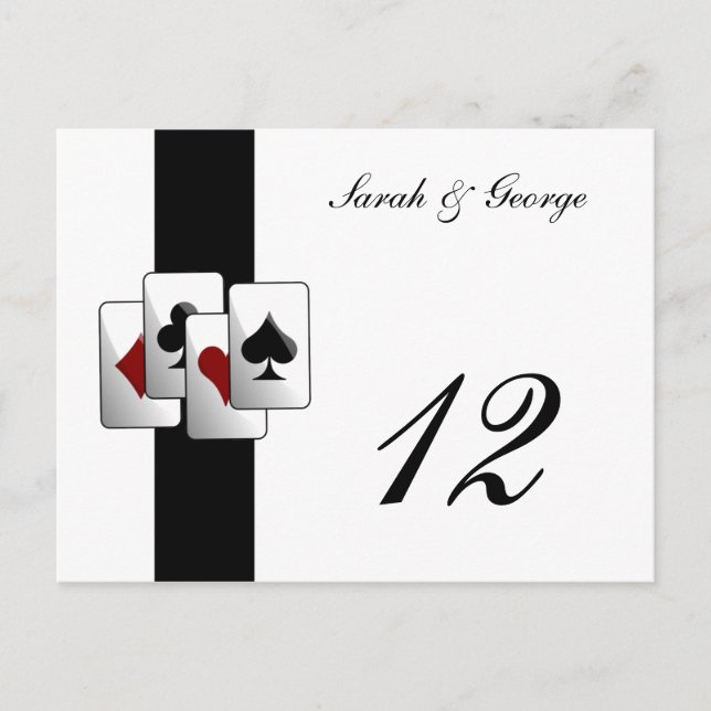 Postal Números de tabla de Bodas de Las Vegas (Anverso)