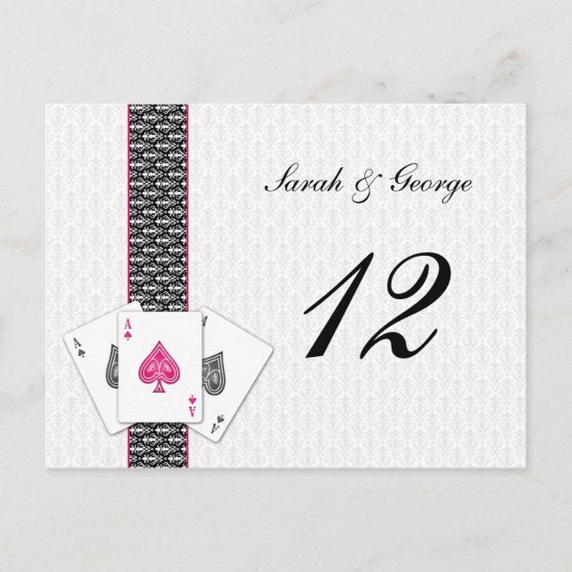 Postal Números de tabla de Bodas de Las Vegas (Anverso)