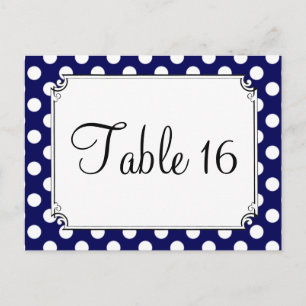 Postal Números de tabla de Bodas de puntos de polka azul