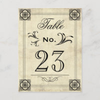 Números de tabla de bodas de vintage de pergamino 