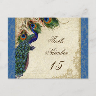 Postal Números de tabla de Bodas formales Peacock & Feath
