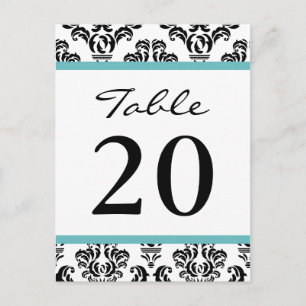 Postal Números de tabla de Damasco (negro / turquesa / bl