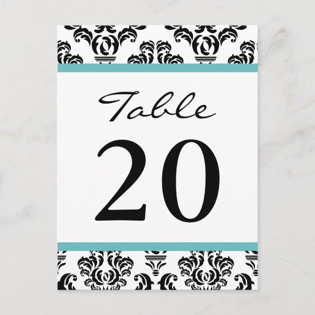 Postal Números de tabla de Damasco (negro / turquesa / bl (Anverso)