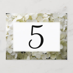 Postal Números de tabla de flores de hidrangea blanca