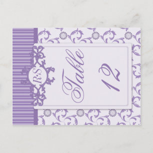 Postal Números de tabla en el patrón morado de la Lavanda