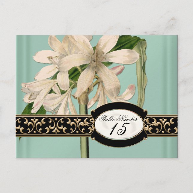 Postal Números de tabla formales de Boda de lirio de cose (Anverso)