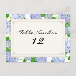 Postal Números de tabla Hidrangea Azul Floral de encaje F