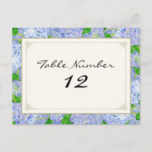 Postal Números de tabla Hidrangea Azul Floral de encaje F
