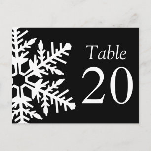 Postal Números de tabla Jumbo Snowflake (negro / blanco)