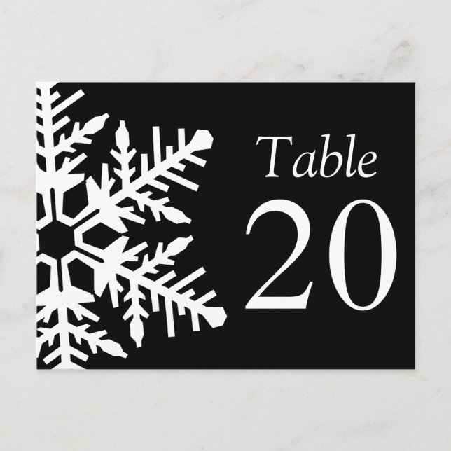 Postal Números de tabla Jumbo Snowflake (negro / blanco) (Anverso)