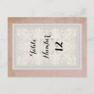 Postal Números de tabla Rústico de encaje con linea vinta