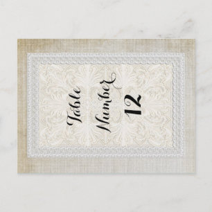Postal Números de tabla Rústico de encaje con linea vinta