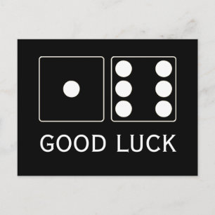 Postal Números DICE de pips blanco 1 + 6 + su texto