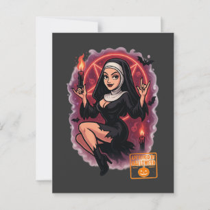 Postal Nun de estropajo embrujado - Halloween fantasmal