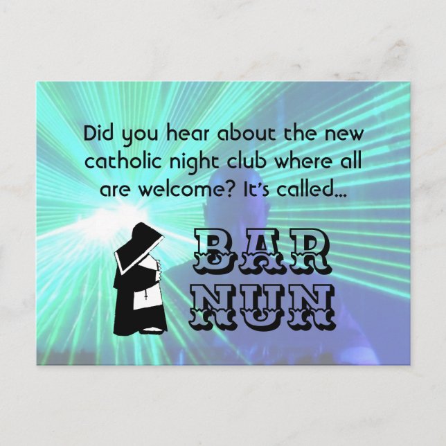 Postal Nun Fun Pun, Chiste del Club Nocturno Católico (Anverso)