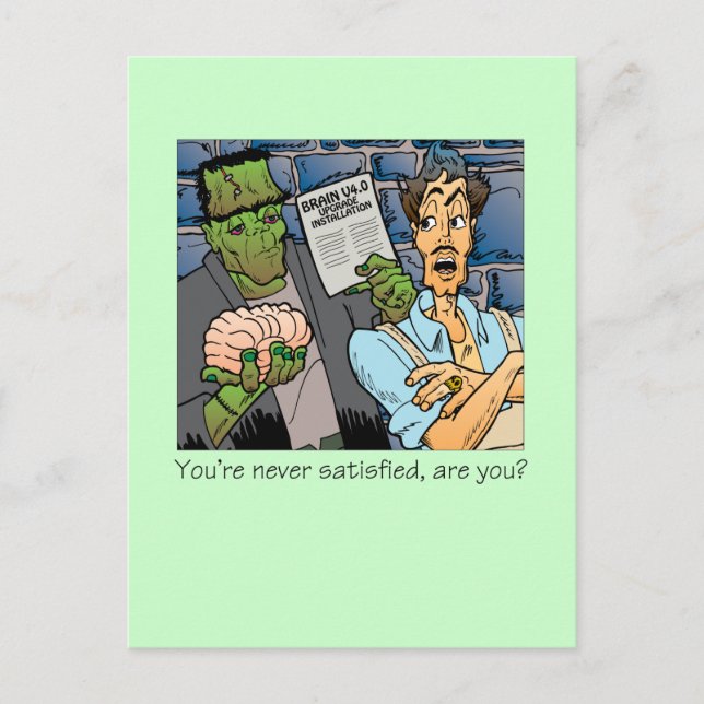 Postal Nunca estás satisfecho (Anverso)