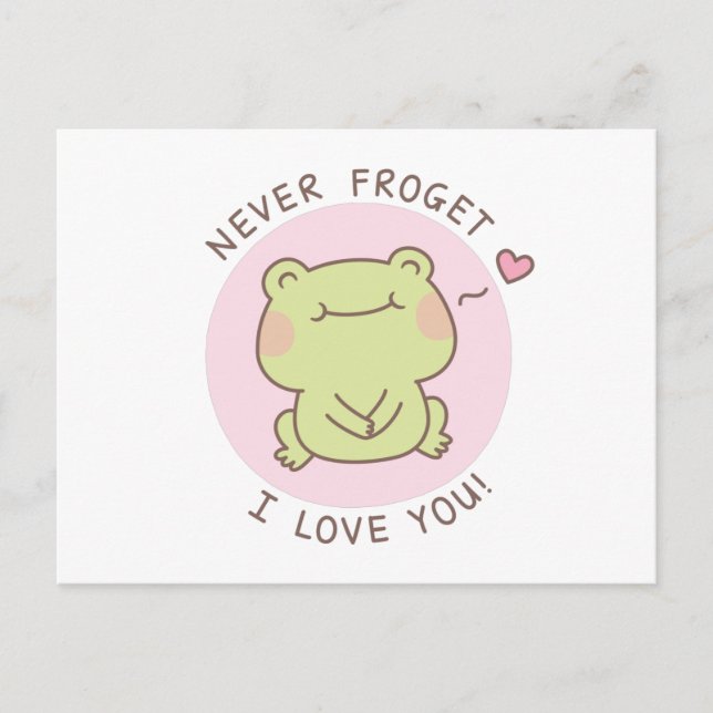 Postal Nunca Frogret Te Amo Postcard Cute Frog Pun (Anverso)