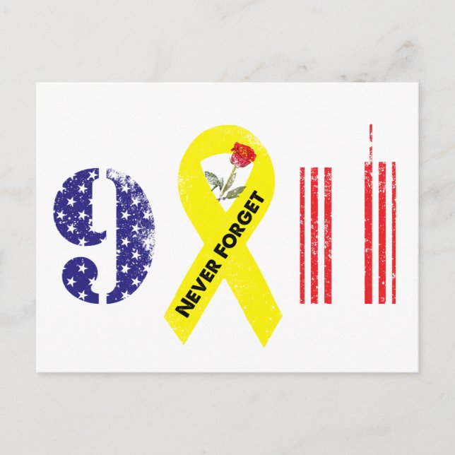Postal Nunca olvidar 9 11 cinta amarilla (Anverso)