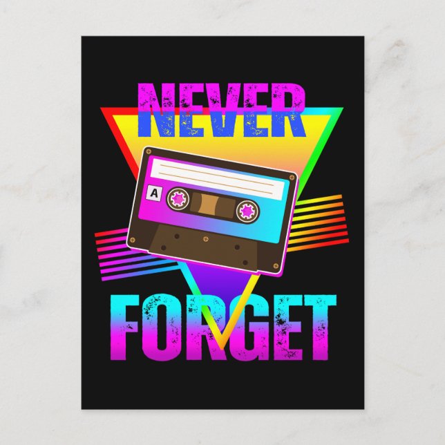Postal Nunca Olvidar la grabadora de cintas retro (Anverso)