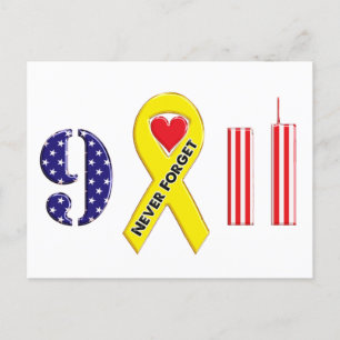 Postal Nunca Olvides el 11 de Septiembre Cinta Amarilla