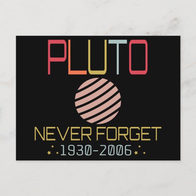 Postal Nunca Olvides El Espacio Gracioso Plutón Retro, La (Anverso)