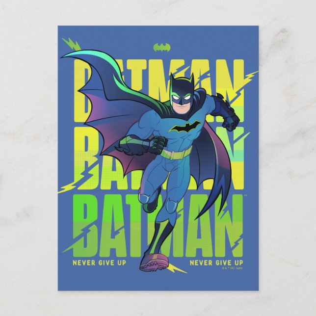Postal Nunca renuncies al gráfico de ejecución de Batman (Anverso)