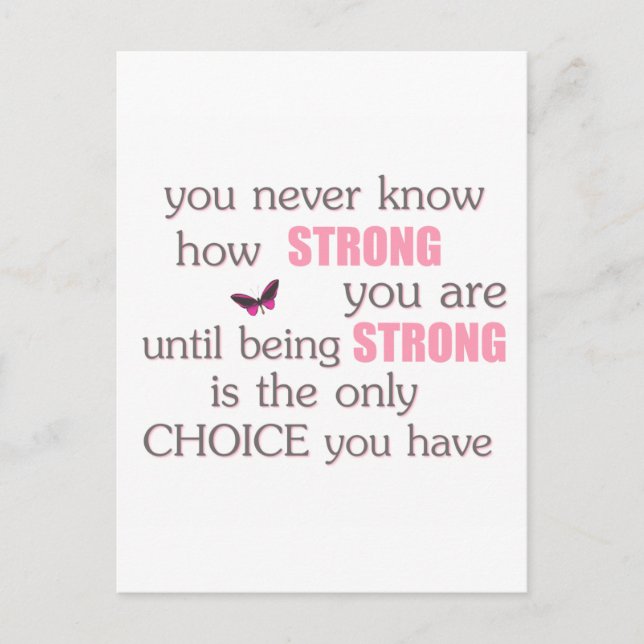 Postal Nunca Sabes Cuán Fuerte Eres (Anverso)