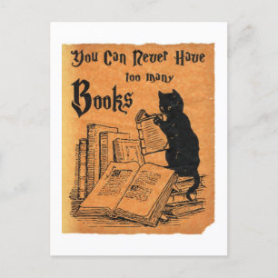 Postal Nunca Se Puede Tener Demasiados Libros Gato Blanco