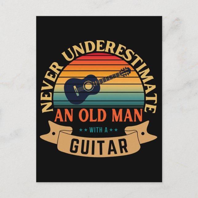 Postal Nunca subestimes a un anciano con una guitarra (Anverso)