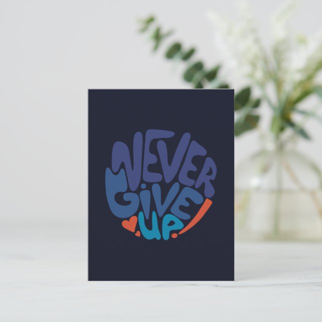 Postal Nunca te rindas - Cita de cumpleaños azul y rojo o (Anverso de pie)