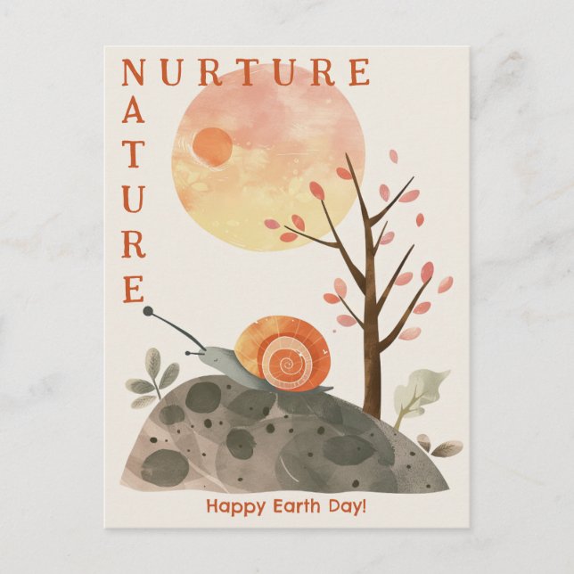 Postal Nurción de caracol acuarela Naturaleza feliz Día d (Anverso)
