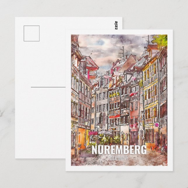 Postal Nuremberg Alemania Famoso Travel Place Watercolor (Anverso / Reverso)