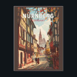 Postal Nuremberg Alemania Viaje a la Vintage<br><div class="desc">Diseño de viaje retro vectorial de Nuremberg. Impresionante,  emocionante,  colorido,  poderoso y trágico: Nuremberg ha reflejado la historia alemana desde la Edad Media.</div>