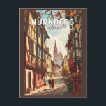 Postal Nuremberg Alemania Viaje a la Vintage<br><div class="desc">Diseño de viaje retro vectorial de Nuremberg. Impresionante,  emocionante,  colorido,  poderoso y trágico: Nuremberg ha reflejado la historia alemana desde la Edad Media.</div>